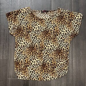 Annabelle Leopard Print Short Sleeve Top - Brown, Black